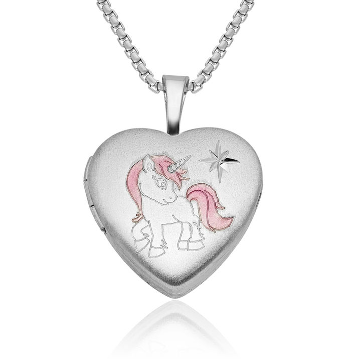 925 Sterling Silver Unicorn Magical Horse Head Heart Personalized Photo Locket Necklace Animal Lover Pendant Equestrian Charm