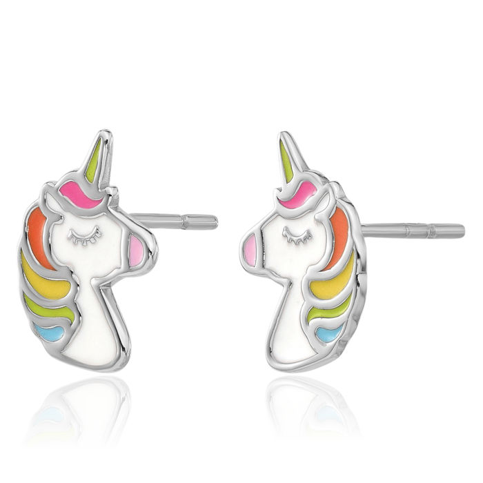 925 Sterling Silver Unicorn Magical Horse Head Studs Animal Lover Earrings Equestrian Jewelry