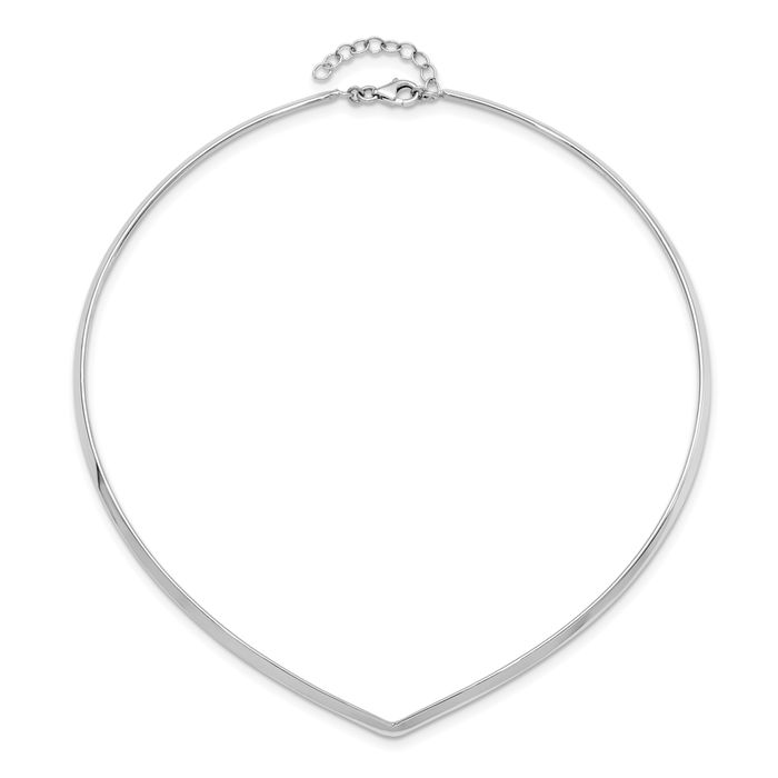 925 Sterling Silver V Neck Collar Neckwire Chain Cuff Choker Necklace