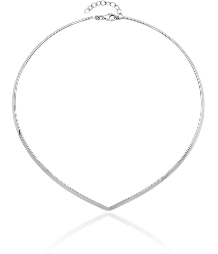 925 Sterling Silver V Neck Collar Neckwire Chain Cuff Choker Necklace