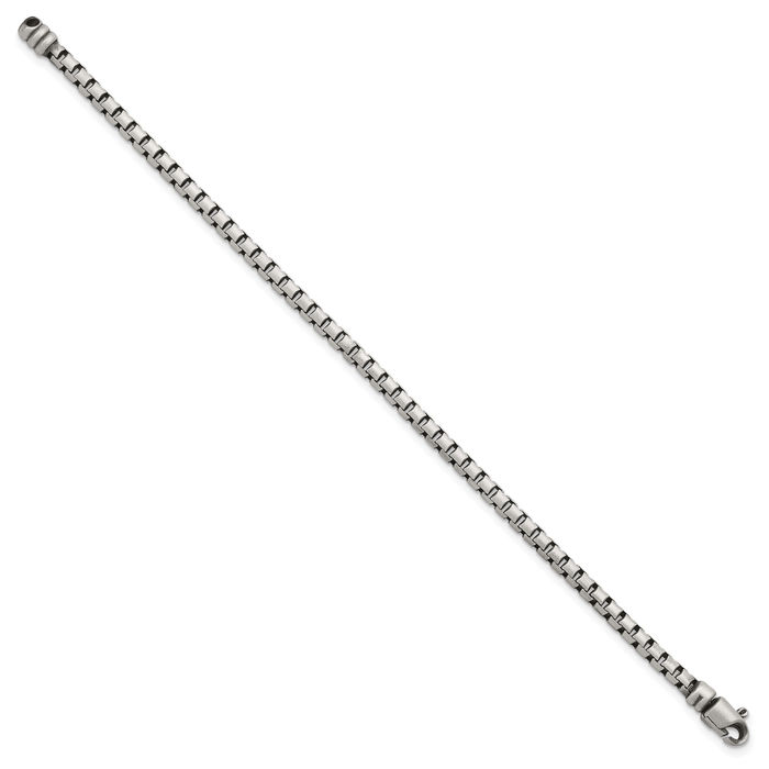 925 Sterling Silver Vintage 4mm Box Link Chain Bracelet