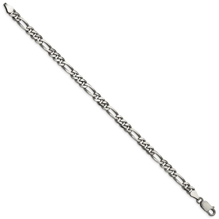 925 Sterling Silver Vintage 5.5mm Figaro Link Chain Bracelet