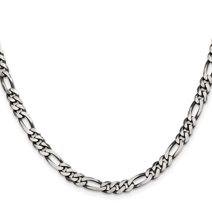 925 Sterling Silver Vintage 5.5mm Figaro Link Chain Necklace