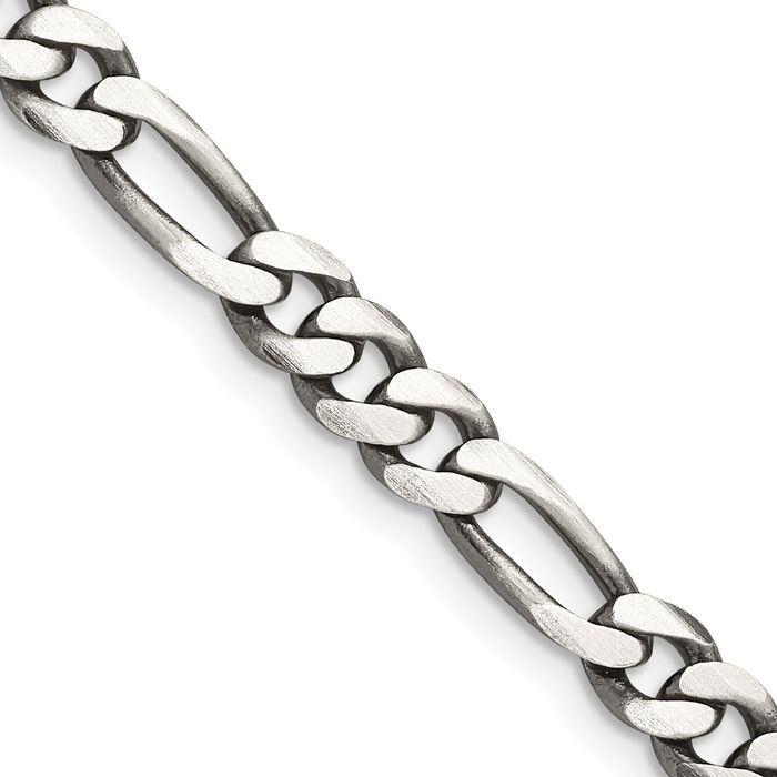 925 Sterling Silver Vintage 5.5mm Figaro Link Chain Necklace