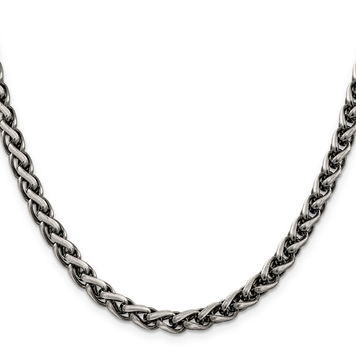 925 Sterling Silver Vintage 6mm Round Spiga Wheat Link Chain Necklace