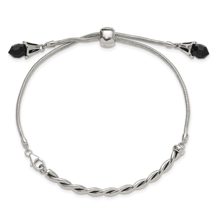 Sterling Silver Reflections Blue Crystal Adjustable Bracelet Sterling Silver Reflections Blue Crystal Adjustable Bracelet