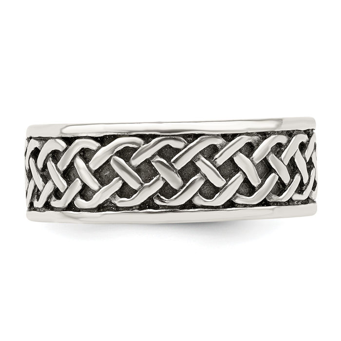 925 Sterling Silver Weave Wedding Band Statement Ring