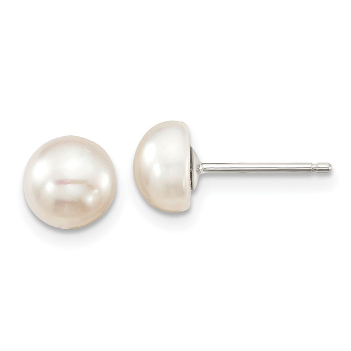 925 Sterling Silver White 6mm 3-piece Freshwater Cultured Pearl Set