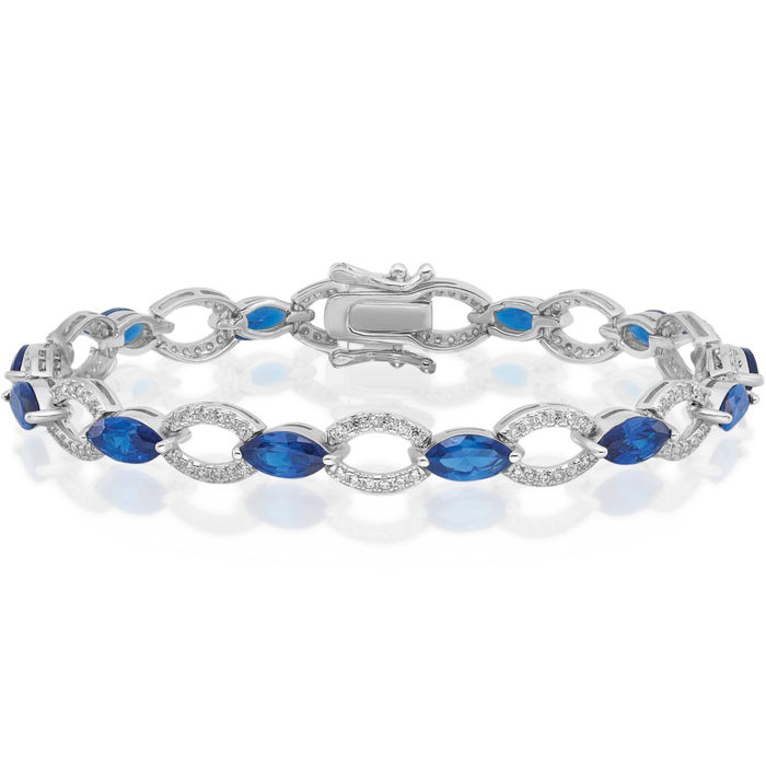 925 Sterling Silver Cubic Zirconia Link Chain White Bracelet