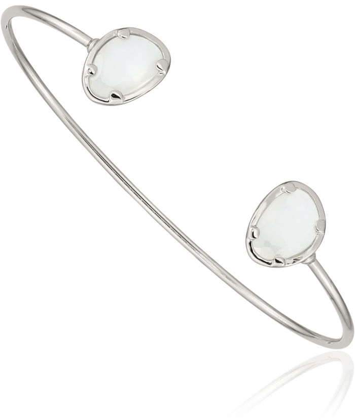 925 Sterling Silver White Chalcedony Bangle Bracelet