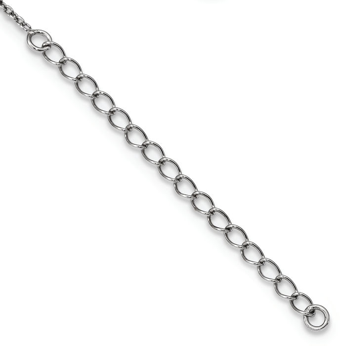 925 Sterling Silver Black White Diamond Necklace Chain