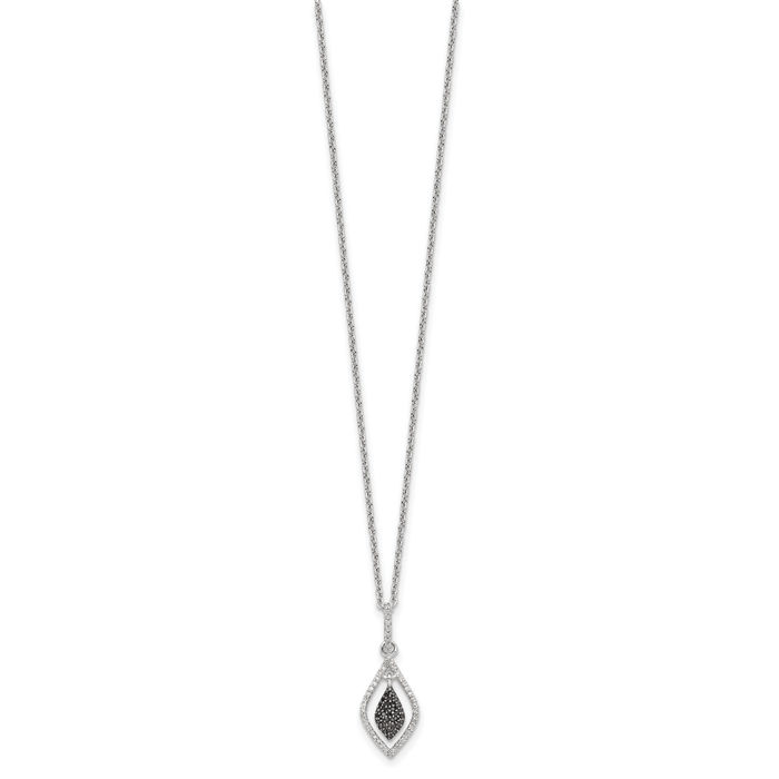 925 Sterling Silver Black White Diamond Necklace Chain