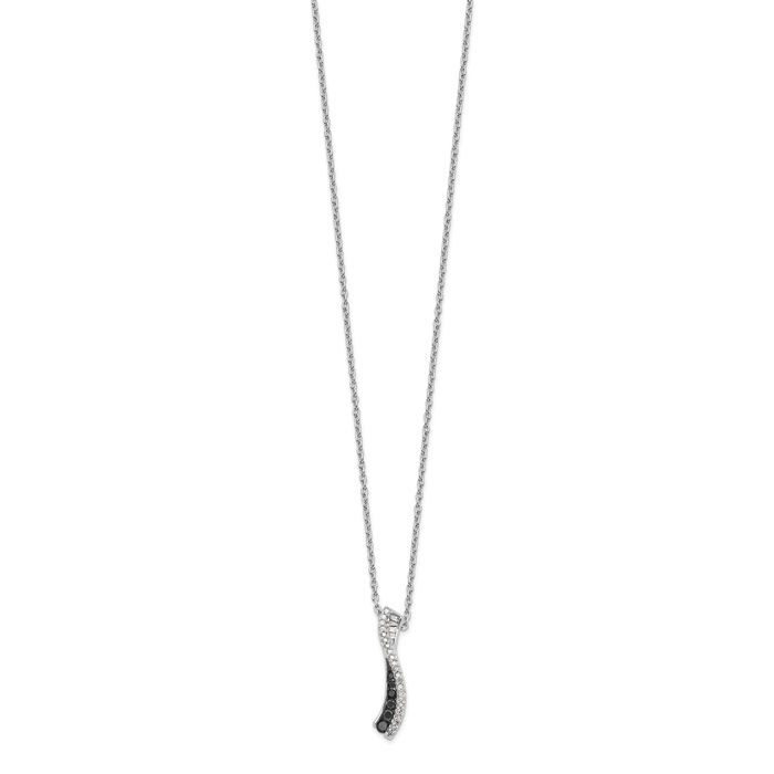 925 Sterling Silver Black White Diamond Necklace Chain