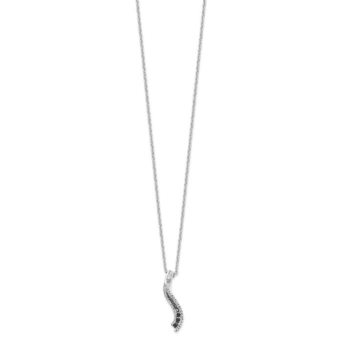 925 Sterling Silver Black White Diamond Necklace Chain