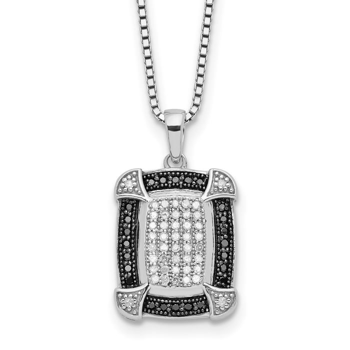 925 Sterling Silver Black White Diamond Chain Necklace