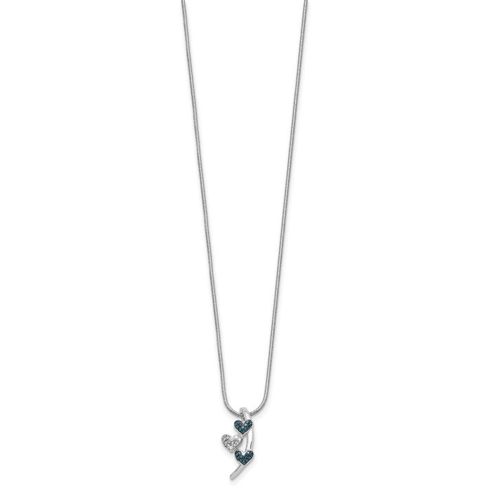 925 Sterling Silver Diamond Blue Slide Necklace Chain