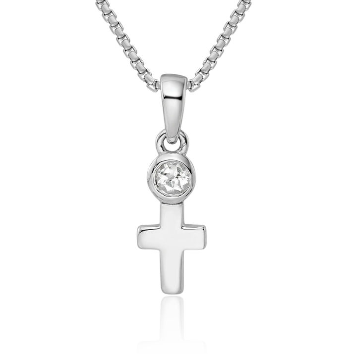 925 Sterling Silver White Topaz Latin Mexican Holy Cross Necklace Gemstone Pendant Charm April Birthstone Jewelry