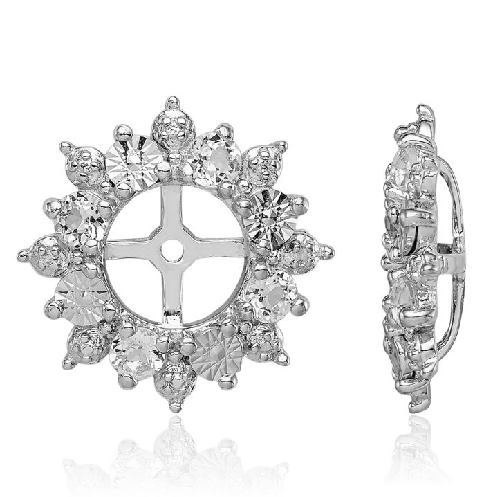925 Sterling Silver White Topaz Earring Jackets for Studs April Birthstone Jewelry