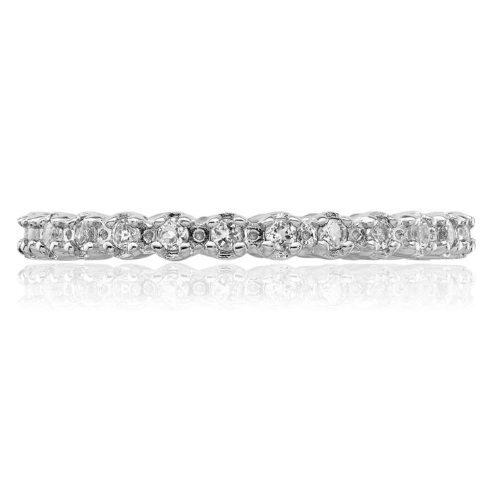 925 Sterling Silver White Topaz Stacking Ring Gemstone Band April Birthstone Jewelry