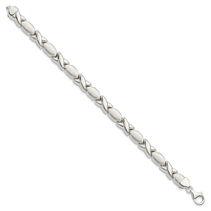 925 Sterling Silver Hearts Kisses Hugs Chain Bracelet