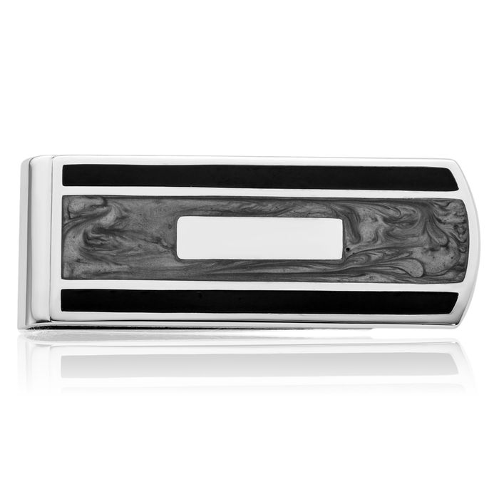 Black Grey Money Clip for Men Engraved Personalized