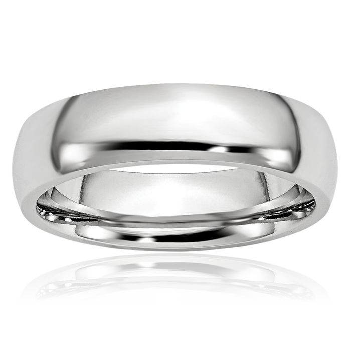 Cobalt 6mm Half Round Plain Classic Wedding Band Ring