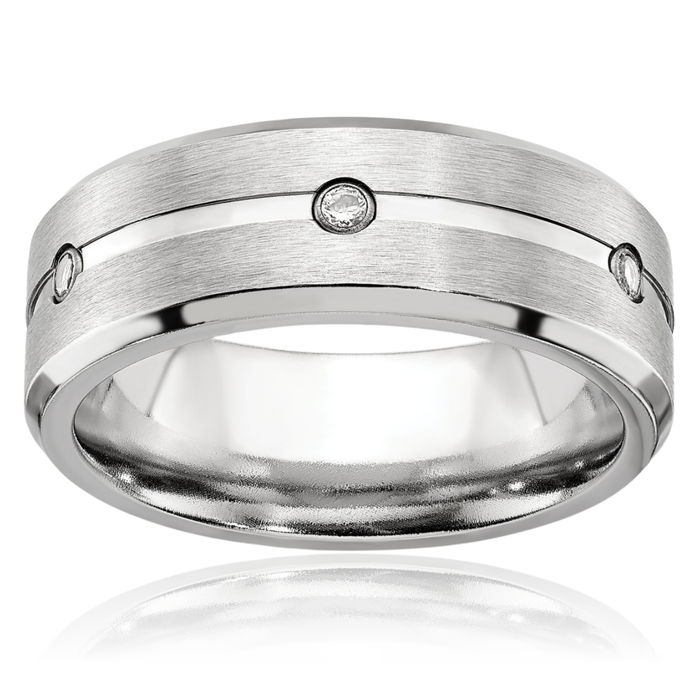Cobalt Cubic Zirconia CZ 8mm Wedding Band Ring