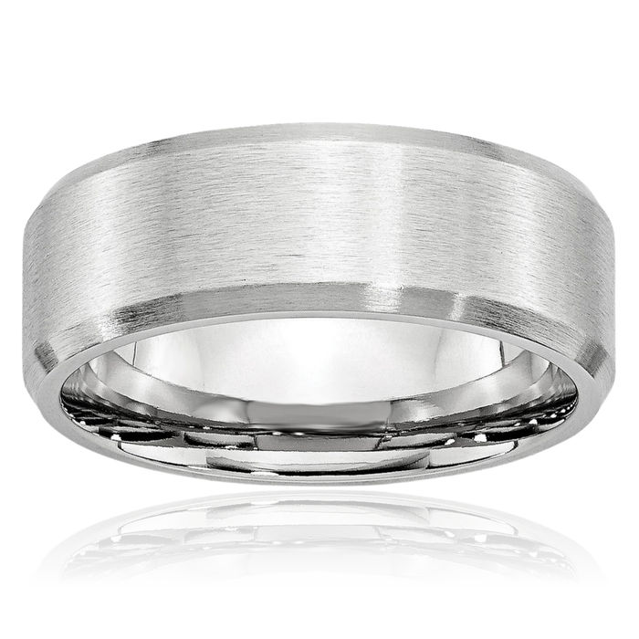 Cobalt Edge 8mm Plain Classic Wedding Band Ring