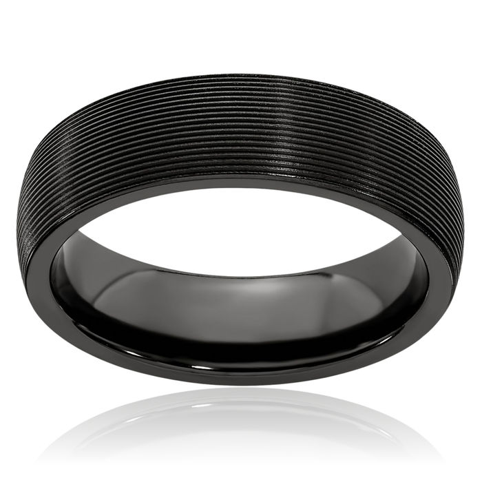 Titanium Black 6mm Plain Classic Wedding Band Ring