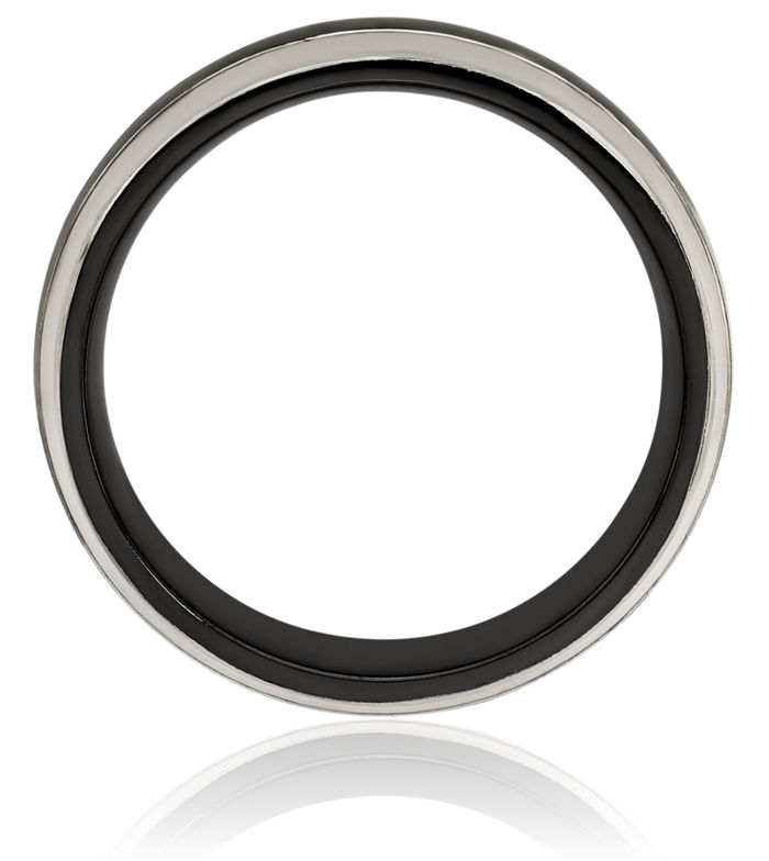 Titanium Black Cut Edges 7mm Plain Classic Wedding Band Ring