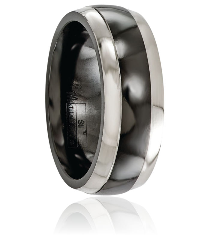 Titanium Black Cut Edges 7mm Plain Classic Wedding Band Ring