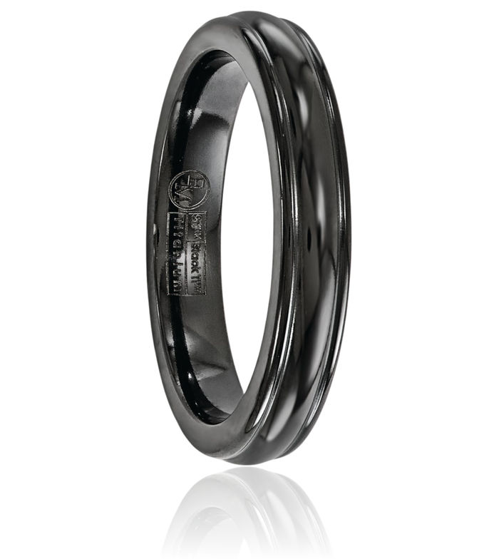 Titanium Black Triple Edges 4mm Plain Classic Wedding Band Ring