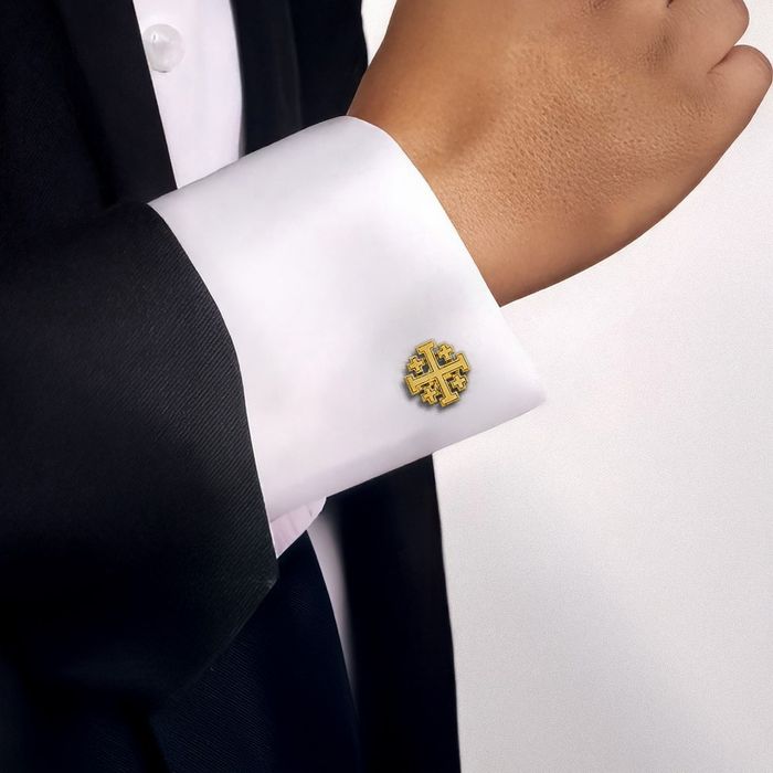 Symbols of Faith Gold Jerusalem Crusader Cross Cuff Links