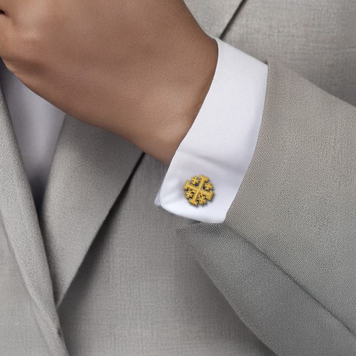 Symbols of Faith Gold Jerusalem Crusader Cross Cuff Links