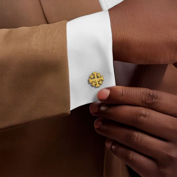 Symbols of Faith Gold Jerusalem Crusader Cross Cuff Links