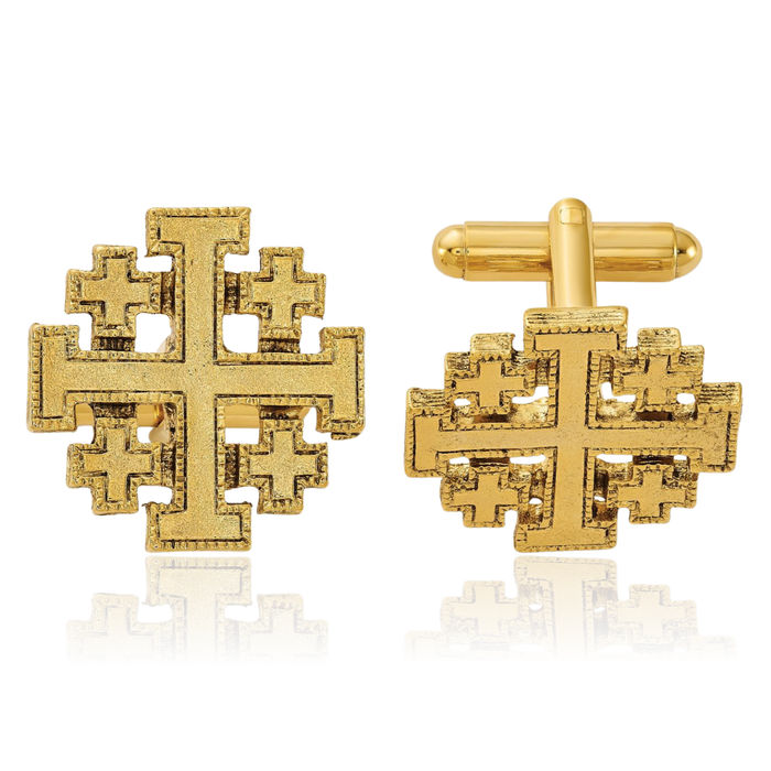 Symbols of Faith Gold Jerusalem Crusader Cross Cuff Links