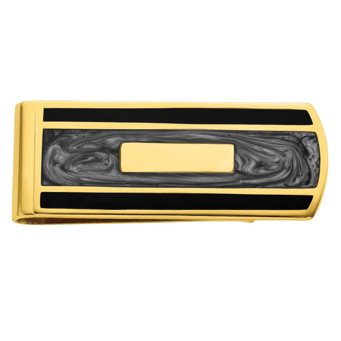 Gold Plated Black Grey Money Clip for Men Engraved Personalized