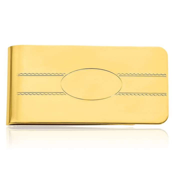 Gold Plated Engraveable Oval Money Clip for Men