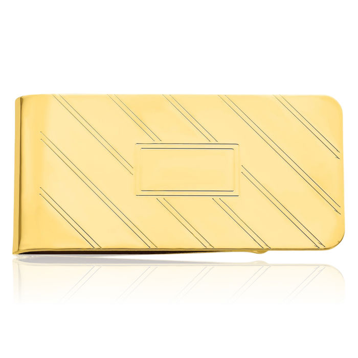 Gold Plated Engraved Personalized Money Clip for Men