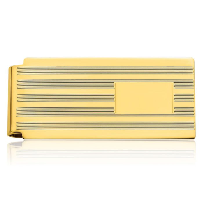 Gold Plated Lined Engraveable Money Clip for Men