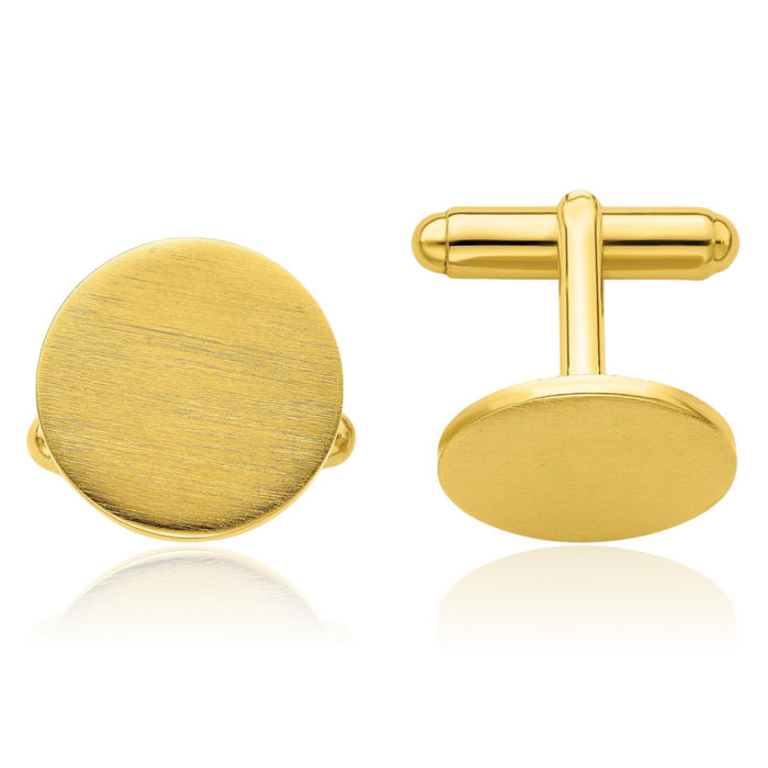 Gold Plated Round Engraved Personalized Cuff Links