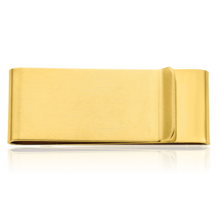 Gold Plated Stainless Steel Double Fold Money Clip for Men