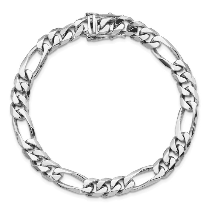 14K Solid White Gold 7.8mm Figaro Link Chain Bracelet