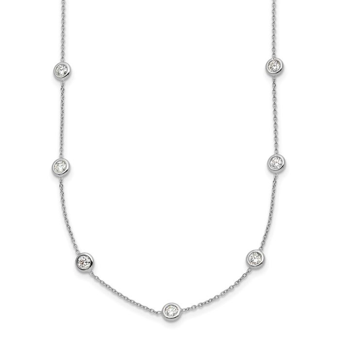Platinum 16 Diamond Station Necklace Chain