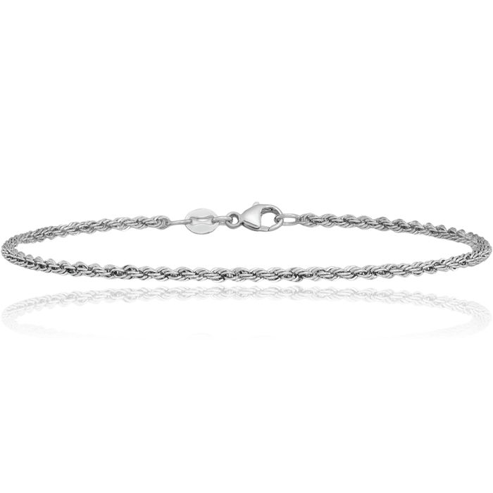 Platinum 2.2mm Rope Chain Bracelet