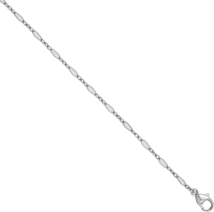 Platinum 2.4mm Oval Cable Rolo Link Chain Belcher Necklace