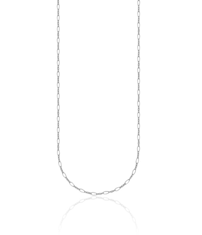 Platinum 2.4mm Oval Cable Rolo Link Chain Belcher Necklace