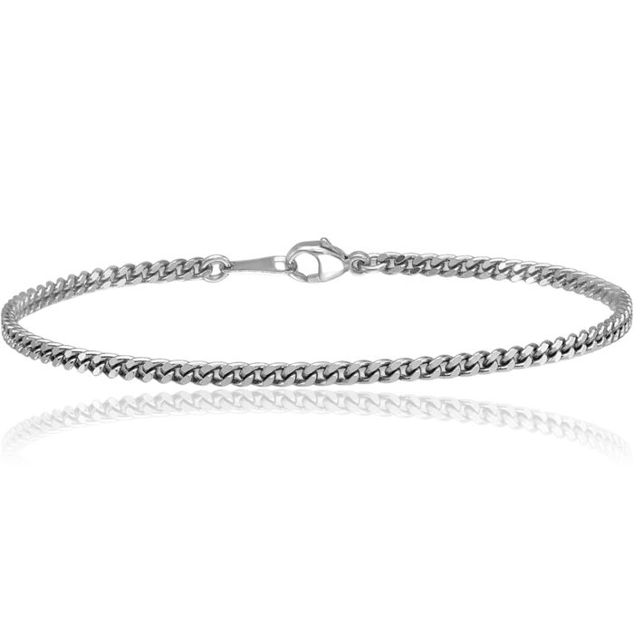 Platinum 2.5mm Curb Link Chain Bracelet