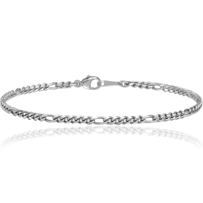 Platinum 2.5mm Figaro Link Chain Bracelet