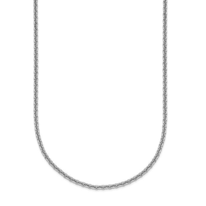 Platinum 2.6mm Cable Rolo Link Chain Belcher Necklace